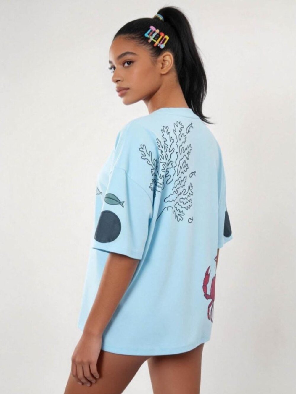 Cherie Code Graphic Tee Hook Line And Sinker Women's XL NWT Blue - Picture 2 of 7